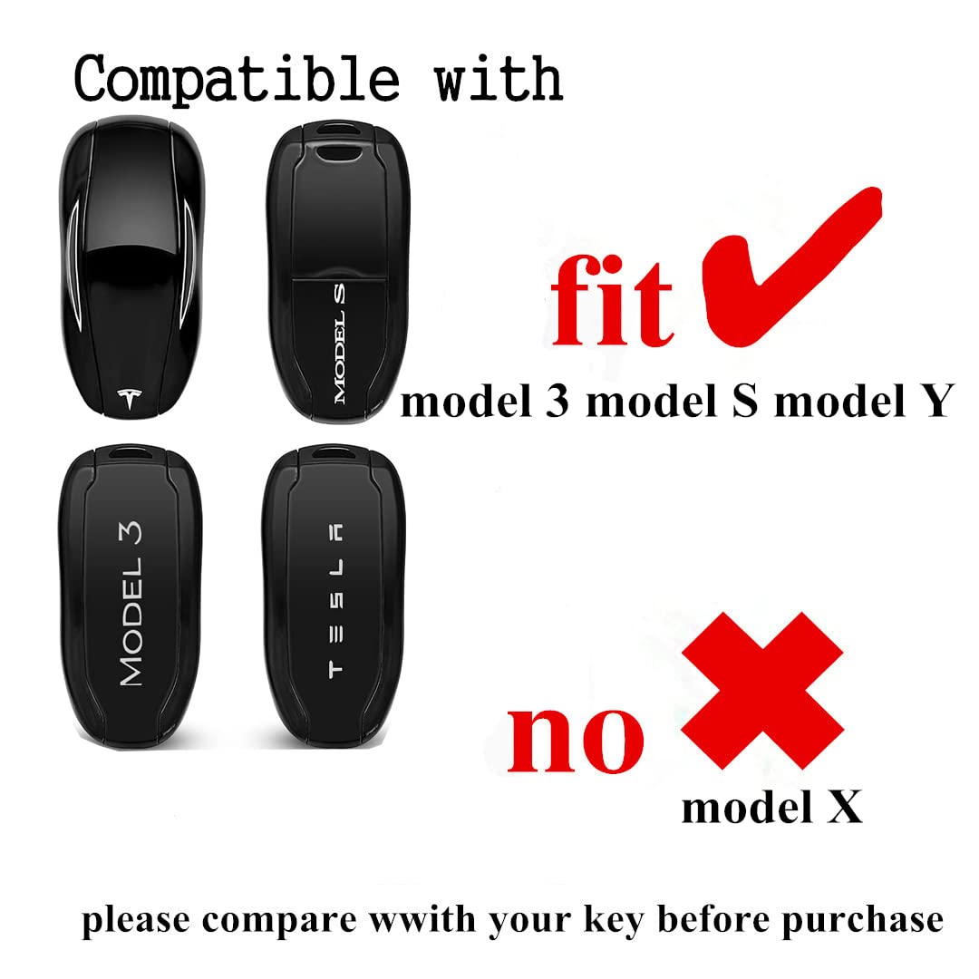 Avgardcat Tpu key fob cover Compatible with Tesla Model S Model 3 Model Y accessories keychain key card holder (black)