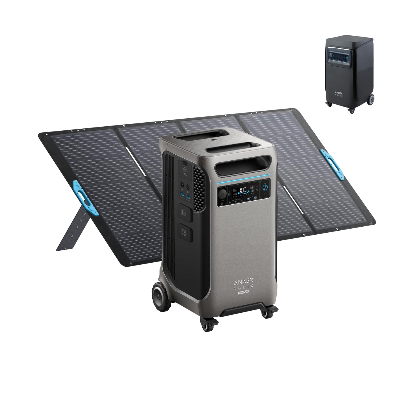 Anker SOLIX F3800 Plus Portable Power Station with 400W Solar Panel, 3,840Wh, 6,000W AC Output, 120V/240V, Generators for Home Use, Works with Generator, For Power Outages, RVs, and Emergencies