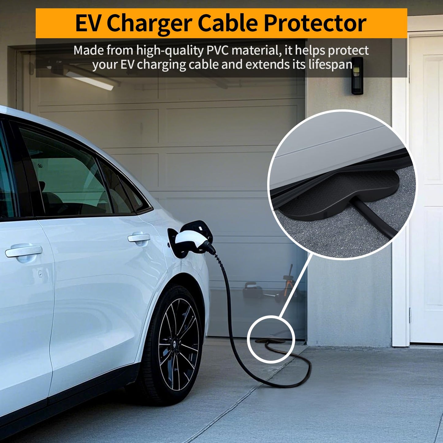 KHAMAL Ev Charger Cable Protector Garage Door Pass Through - Heavy Duty Cable Guard Protector for Tesla All Model 3/Y/X/S and Mobile Connectors & Wall Chargers