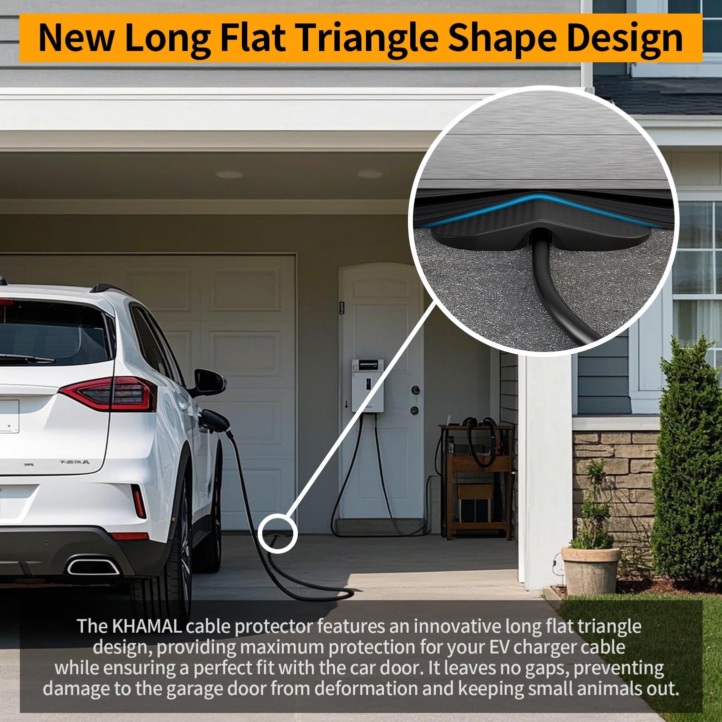 KHAMAL Ev Charger Cable Protector Garage Door Pass Through - Heavy Duty Cable Guard Protector for Tesla All Model 3/Y/X/S and Mobile Connectors & Wall Chargers