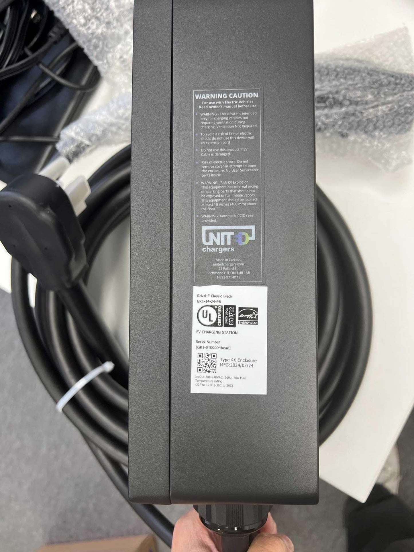 Grizzl-E Classic, Level 2 240V / 40A Electric Vehicle (EV) Charger, UL Certified, Metal Case Enclosure, Indoor/Outdoor Electric Car Fast Wall Charging Station, NEMA 14-50 Plug, Classic Black