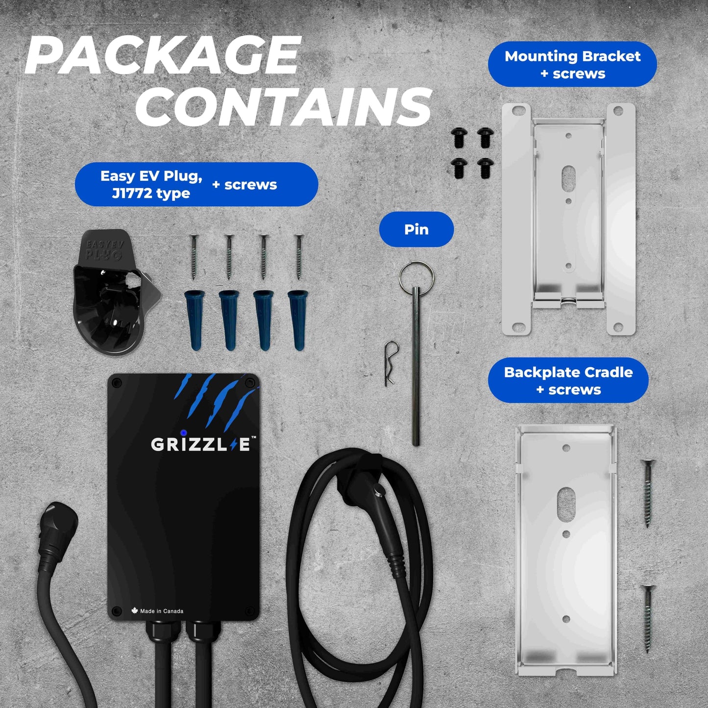 Grizzl-E Classic, Level 2 240V / 40A Electric Vehicle (EV) Charger, UL Certified, Metal Case Enclosure, Indoor/Outdoor Electric Car Fast Wall Charging Station, NEMA 14-50 Plug, Classic Black