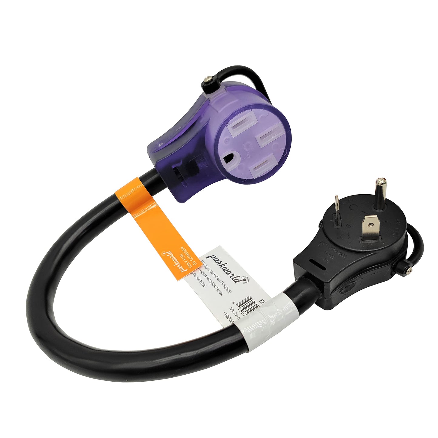 Parkworld 885378 EV Adapter Cord NEMA TT-30P to 14-50R (ONLY for EV or Tesla use, NOT for RV) (1.5FT)