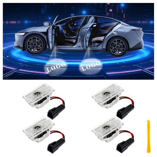 Car Door Lights Logo Projector Puddle Lights Compatible with Model Y/3/X/S Accessories, No Fade 4K-HD Car Welcome Lights(4 Pack)