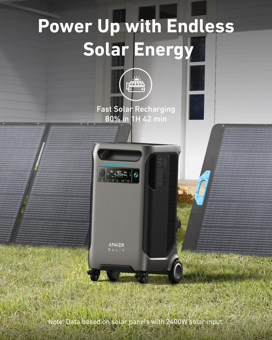 Anker SOLIX F3800 Portable Power Station, 3840Wh, LiFePO4 Batteries, Ultra-High 6000W AC Output with 120V/240V, Solar Generator for Home Backup, RVs, Emergencies, Power Outages, and Outdoor Camping