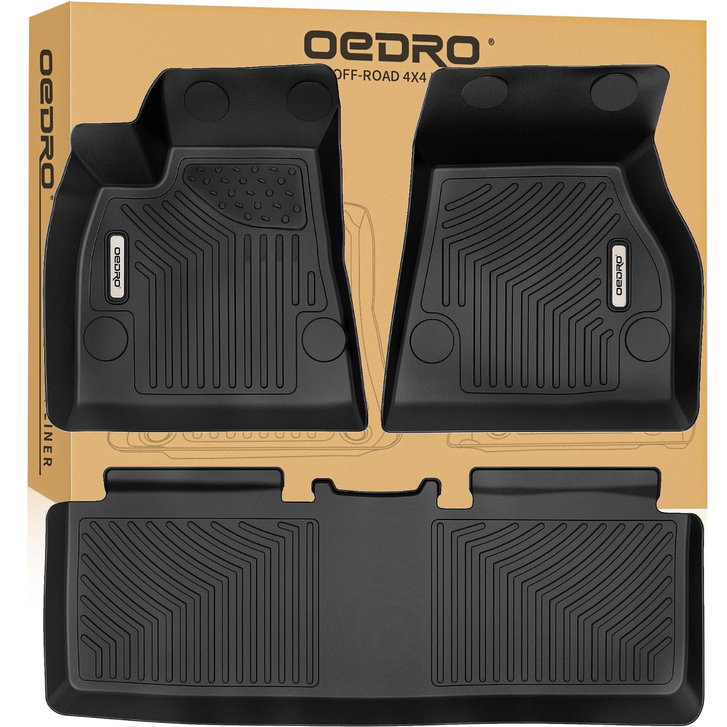 OEDRO Floor Mats Fit for 2015-2020 Tesla Model S, Unique Black TPE All Weather Protection Car Mats Includes 1st and 2nd Row: Front, Rear, Full Set Liners